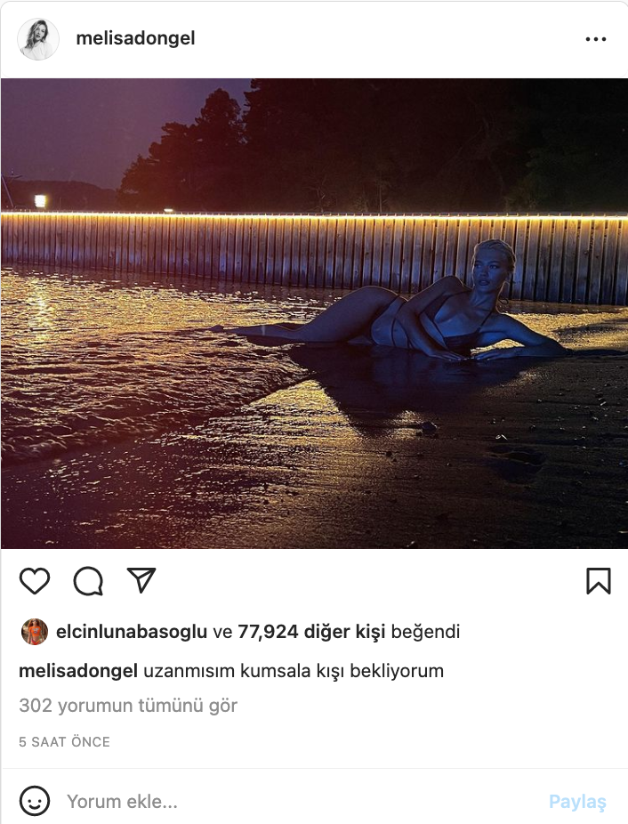 melisa dongel in kumsal paylasimi begeni topladi